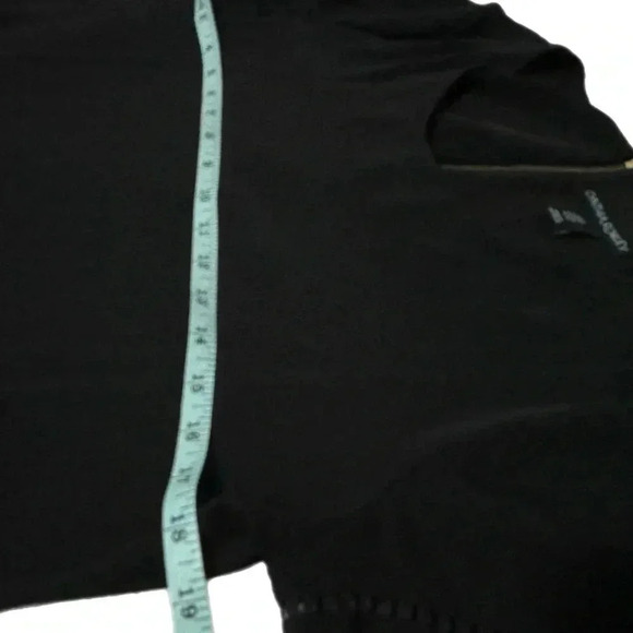 Cynthia Rowley Black Shift Dress Short Sleeve Crochet Hem Gold Zipper Size 8 - Picture 10 of 13